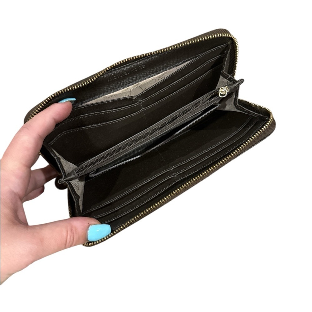 Michael Kors Dark Brown Logo Zip Wallet - Picture 6 of 6